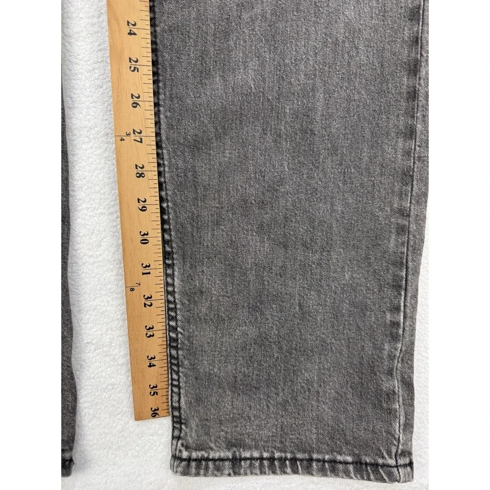 Levis 502 Jeans Mens 40x38 Gray Distressed Denim Taper Leg Red Tab